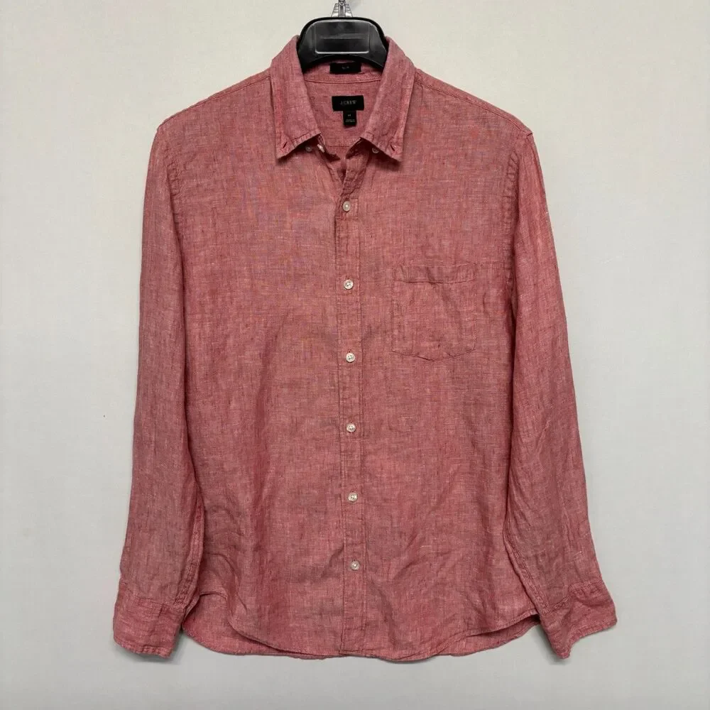 J. Crew Men Baird McNutt Irish Linen Button Down Shirt Size Medium Slim C131 -26